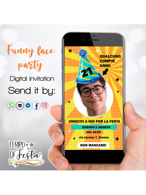 La festa delle facce divertenti – Invito Digitale per WhatsApp