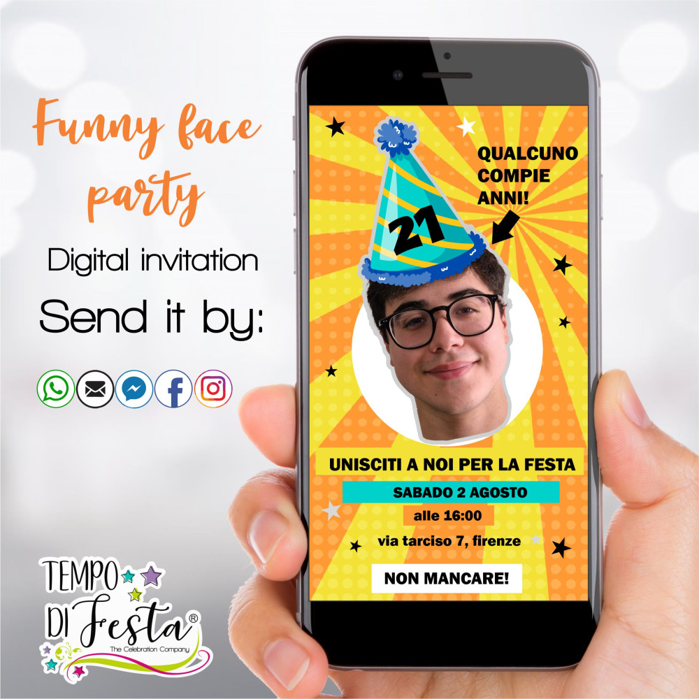 La festa delle facce divertenti – Invito Digitale per WhatsApp