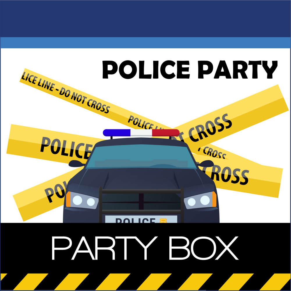 Decoraciones para cumpleaños infantil con temática de policía, productos personalizados listos para usar.