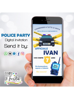 Invito digitale WhatsApp a tema Polizia con grafica personalizzata