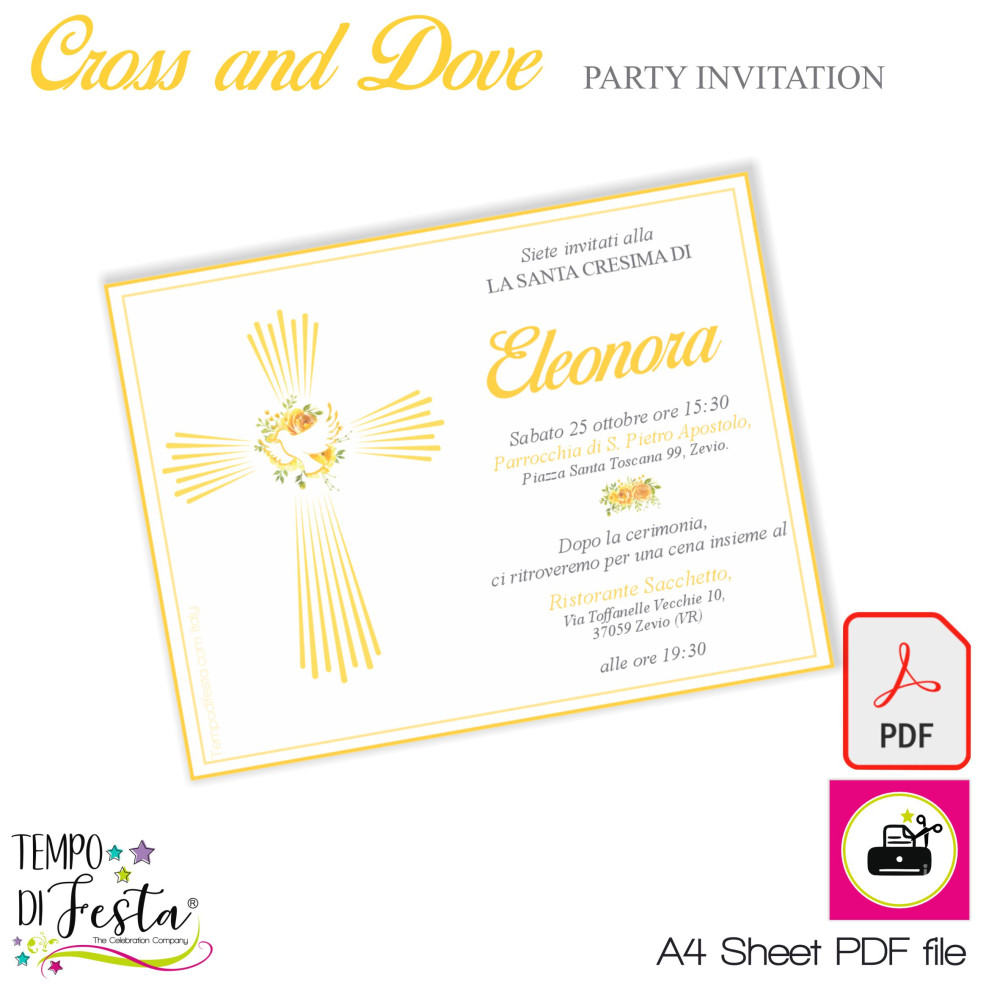 A bright and meaningful printable invitation for your faith celebration.