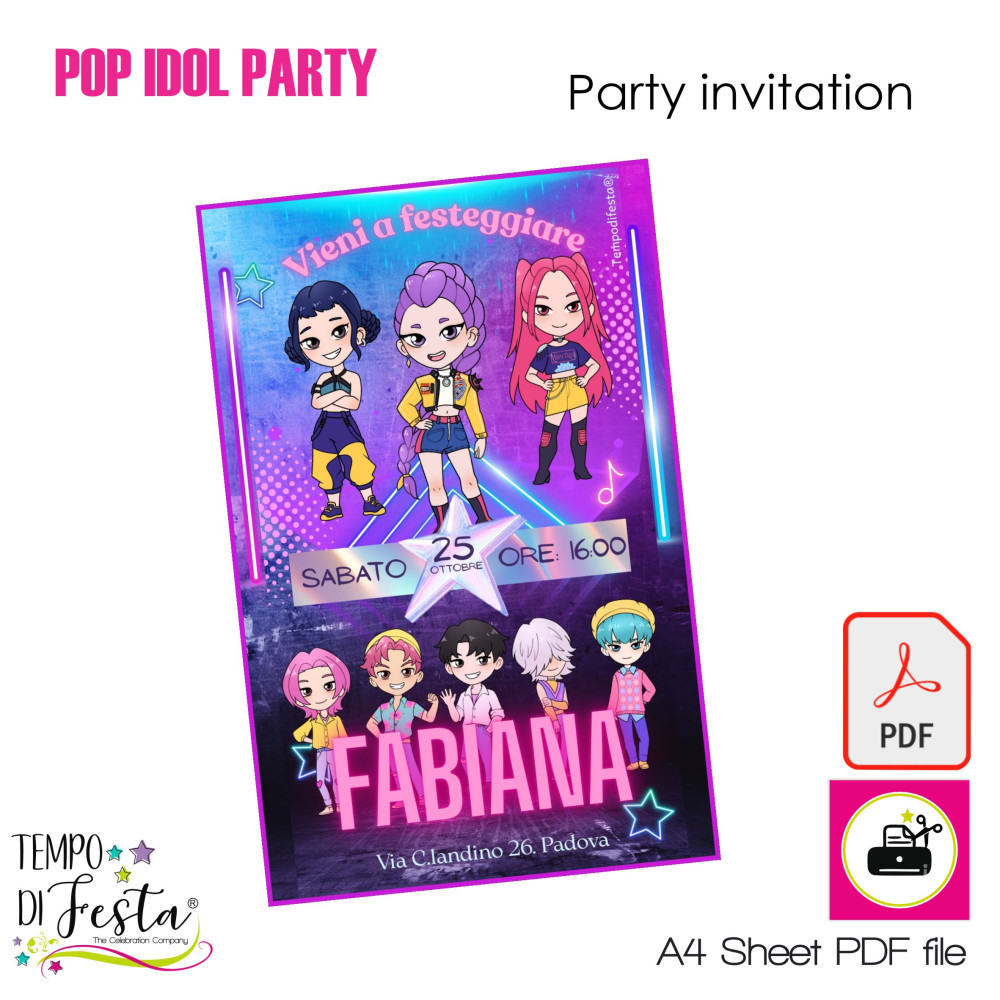 Un invito colorato e pieno di ritmo, come la tua festa!