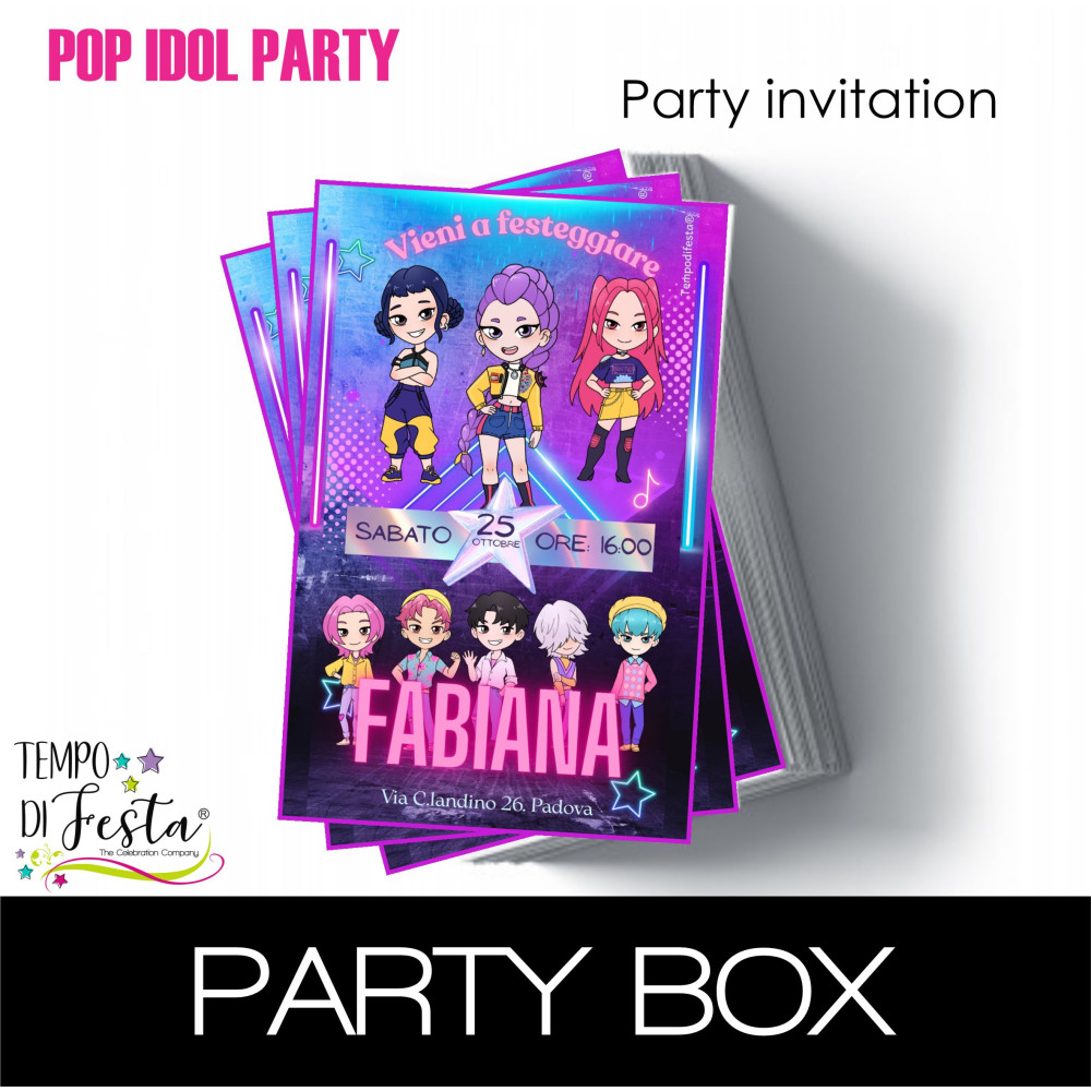 Inviti cartacei dallo stile Pop Star, per una festa piena di colore!