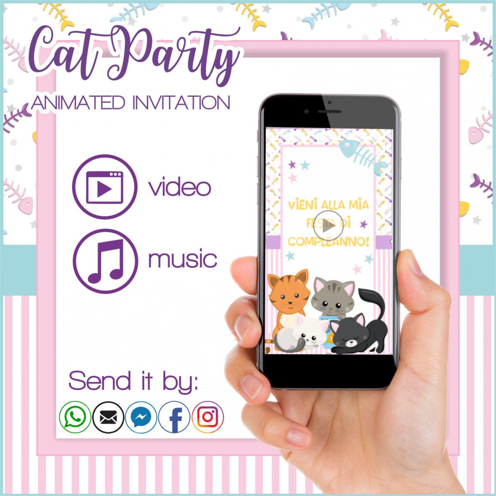 CAT PARTY ANIMATED INVITATION