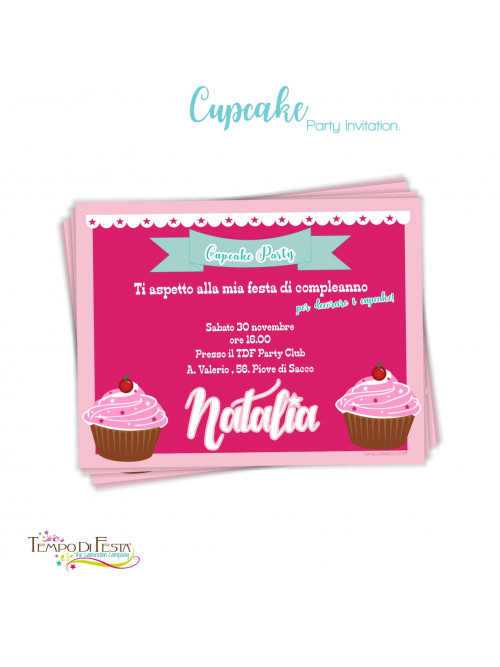 invito di compleanno a tema cupcake