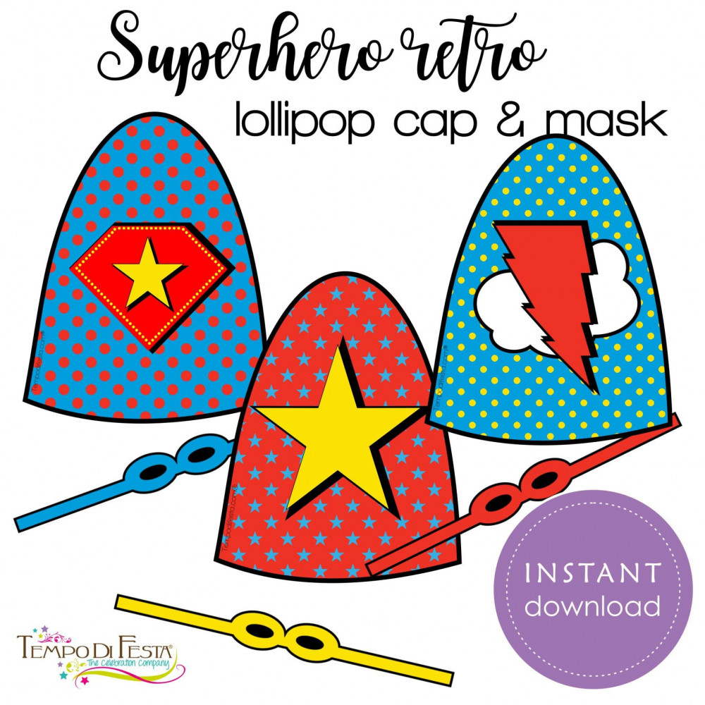 Supereroe maschera e mantello per lollipop