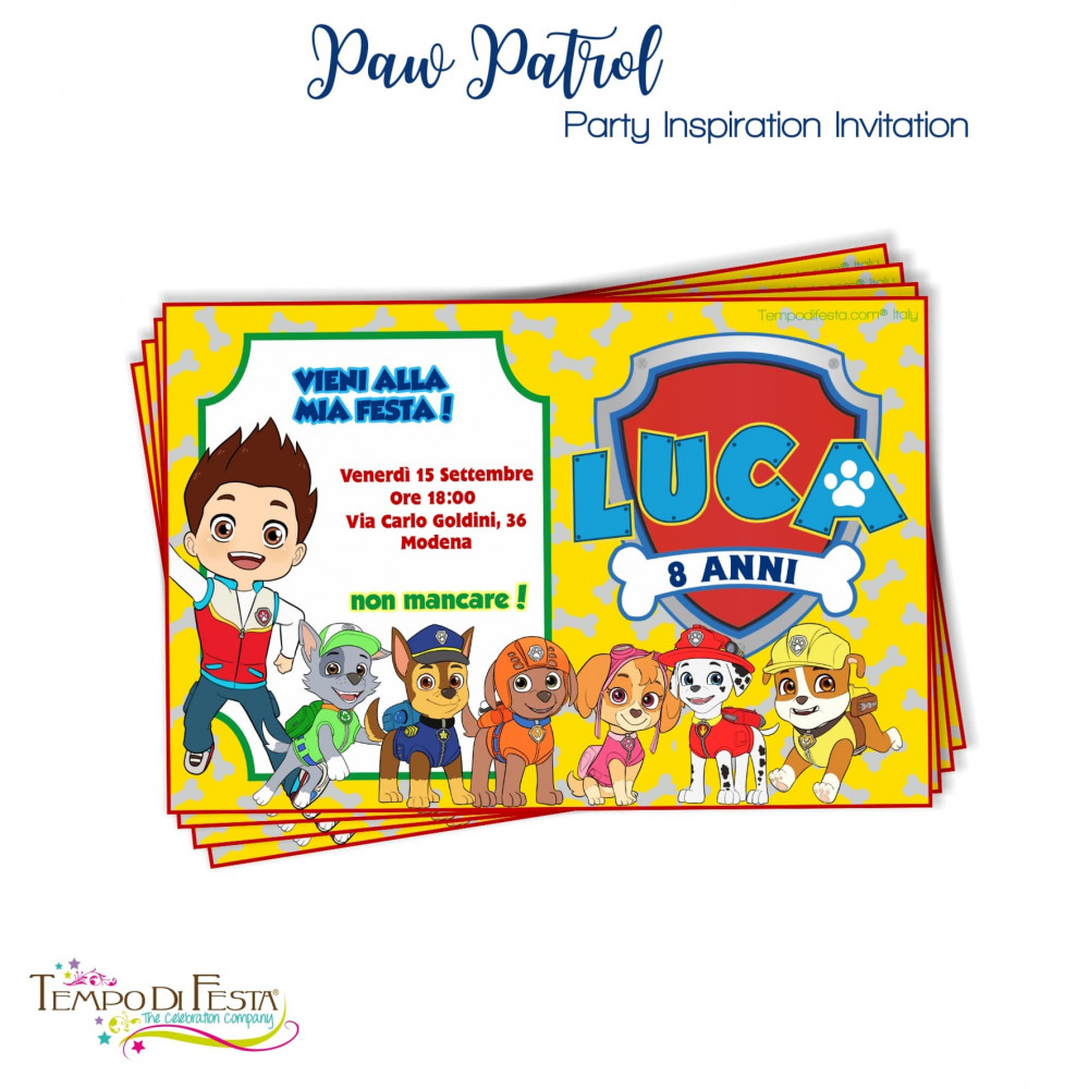 PAW PATROL INVITI DI COMPLEANNO PAW PATROL INVITI DI COMPLEANNO