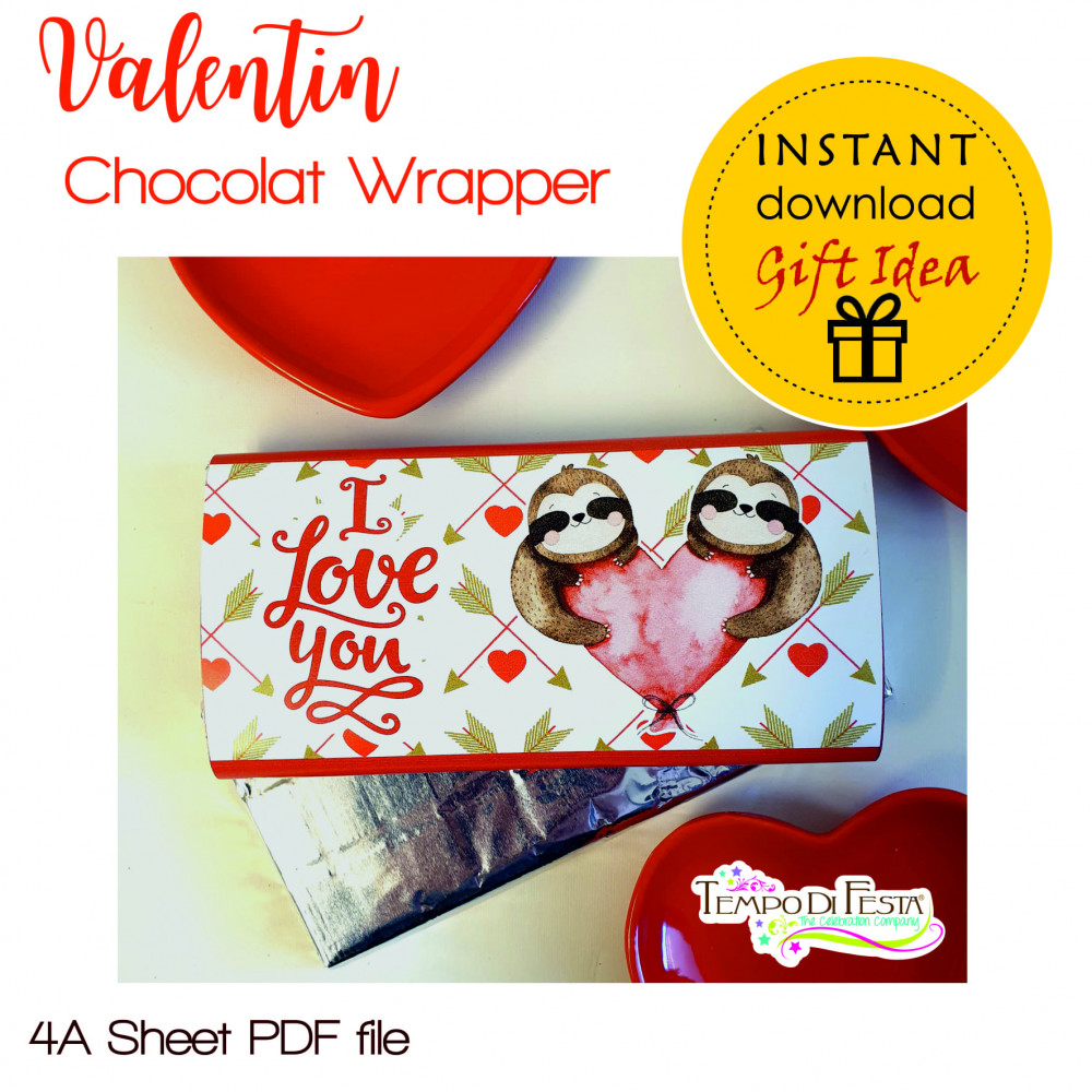 CANDY BAR SLOTH VALENTINE...