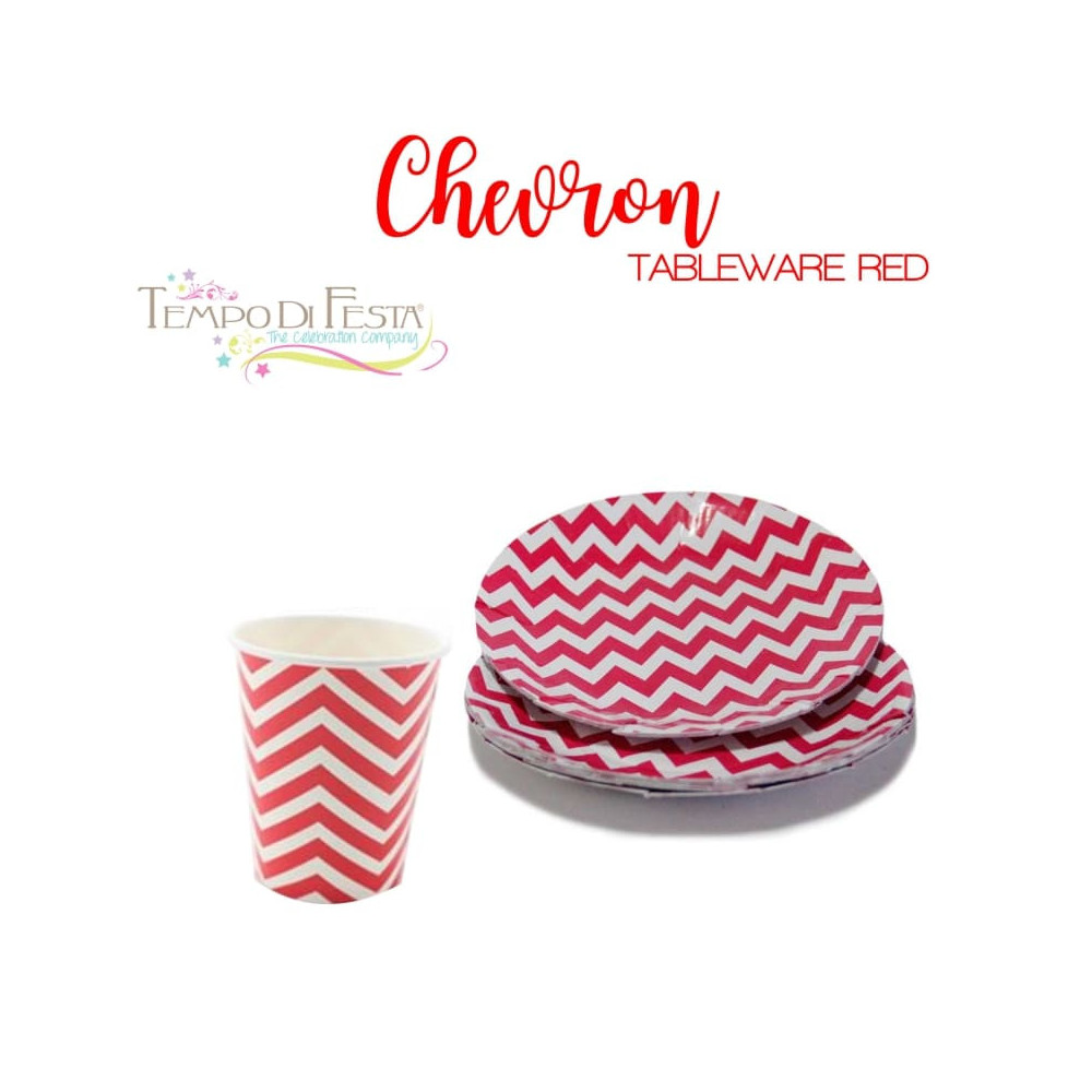CHEVRON RED PAPER PLATES AND CUPS