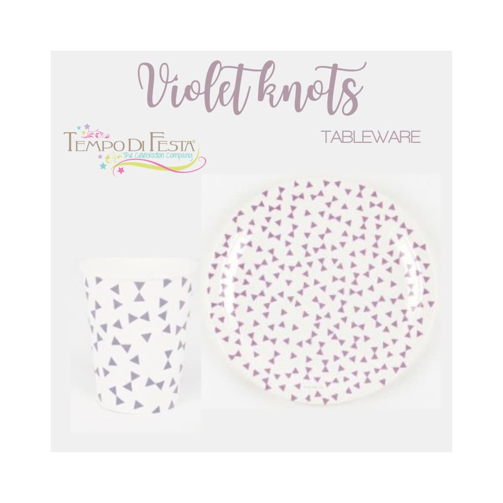 VIOLET KNOTS PAPER PLATES AND CUPS