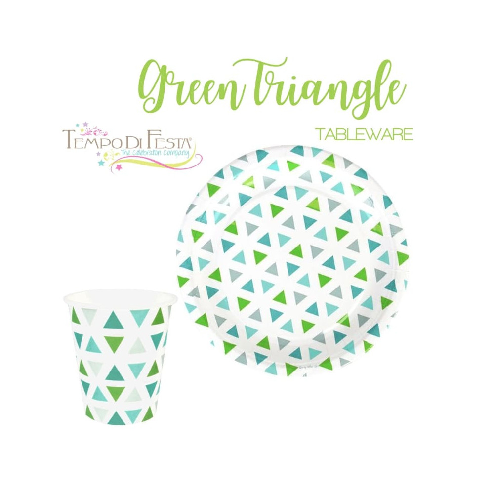 GREEN TRIANGLE PAPER PLATES AND CUPS