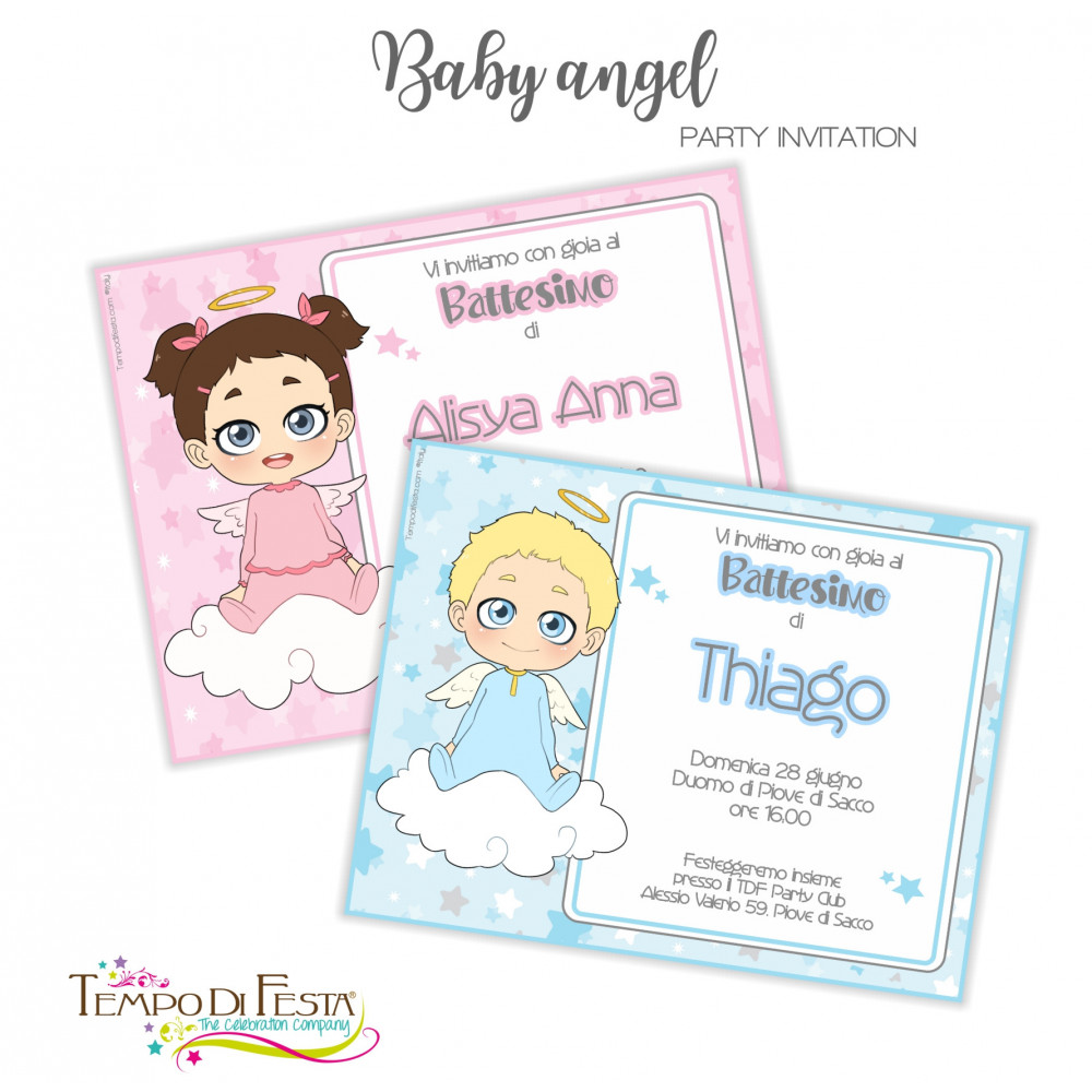 BABY ANGEL PARTY INVITATIONS