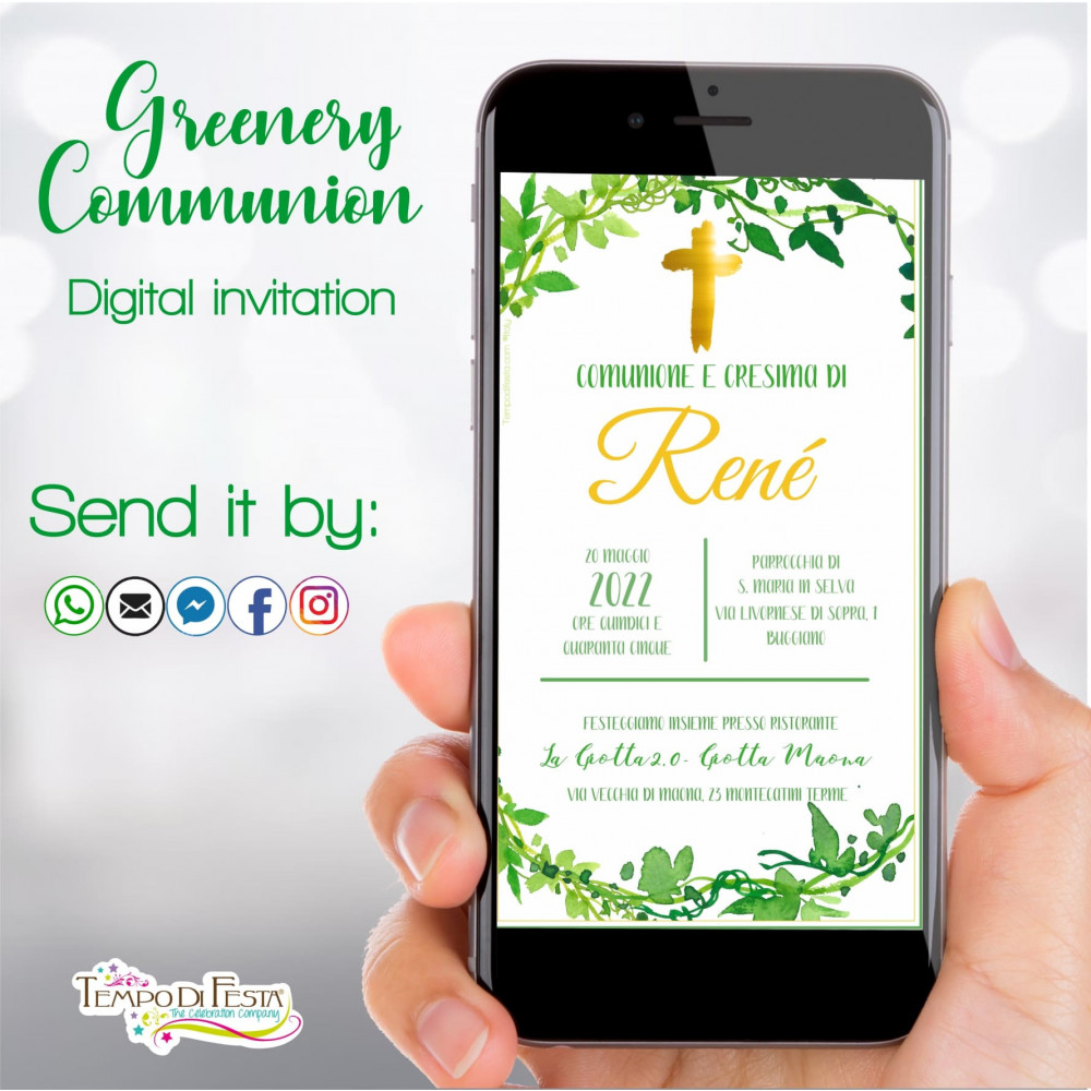 GREENERY COMMUNION DIGITAL INVITATION WHATSAPP