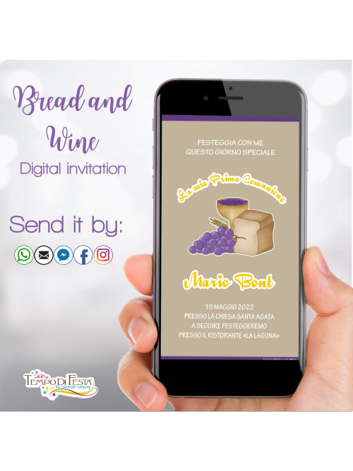 COMUNIONE PANE E VINO INVITO DIGITALE WHATSAPP