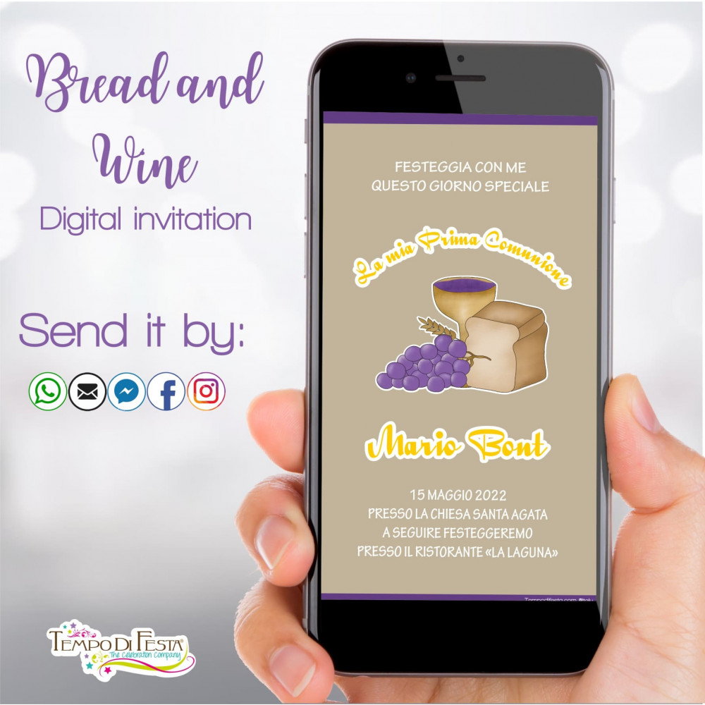 COMUNIONE PANE E VINO INVITO DIGITALE WHATSAPP