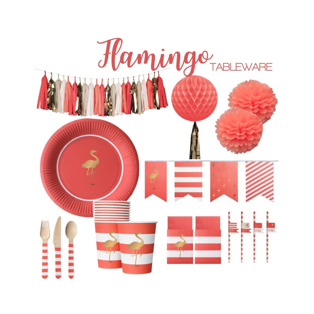 Flamingo table set and decorations