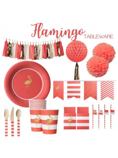 Coordinado para la mesa Flamingo y decoraciones.