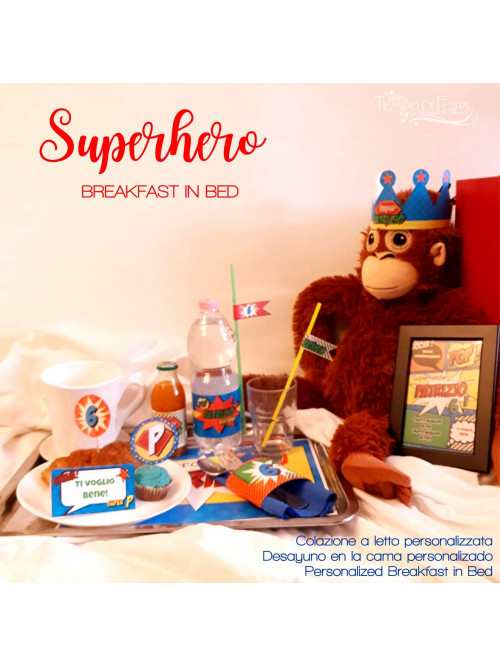 Customized superhero breakfast: in bed