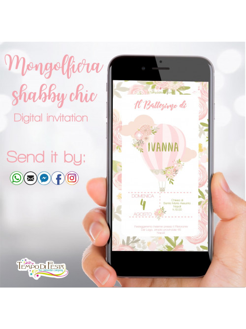 MONGOLFIERA SHABBY CHIC INVITO DIGITALE WHATSAPP