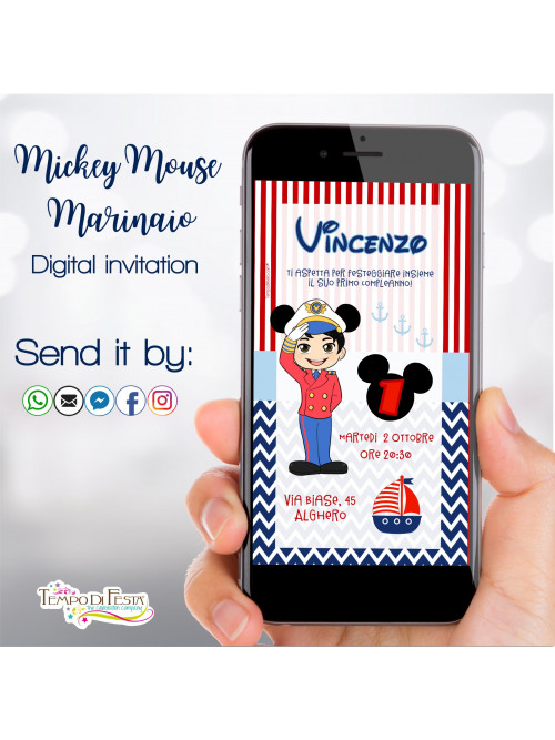 MICKEY MOUSE MARINAIO INVITO DIGITALE WHATSAPP