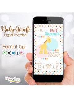 Giraffe Baby Shower digital invitation whatsapp