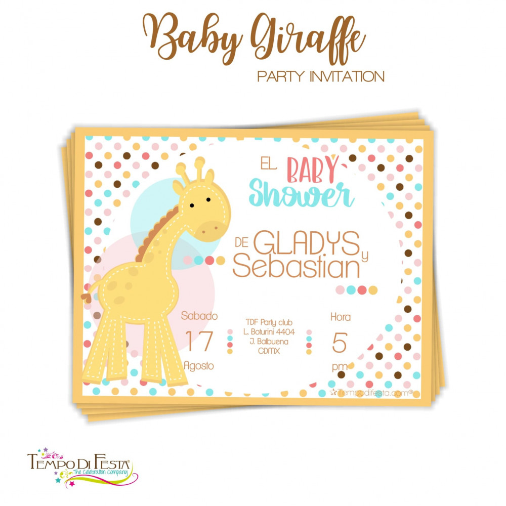 giraffe baby shower invitations