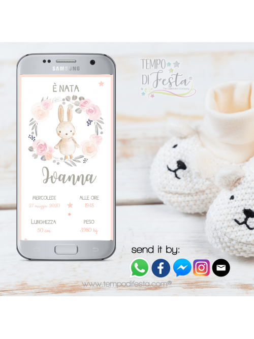 little rabbit birth announcement