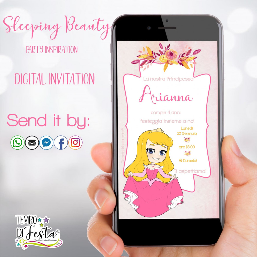 Sleeping beauty digital invitation whatsapp