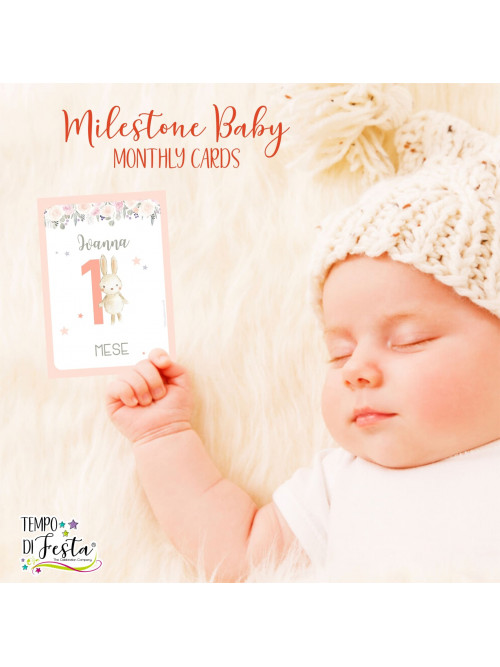 First year of the baby monthly milestone cards, forest animals