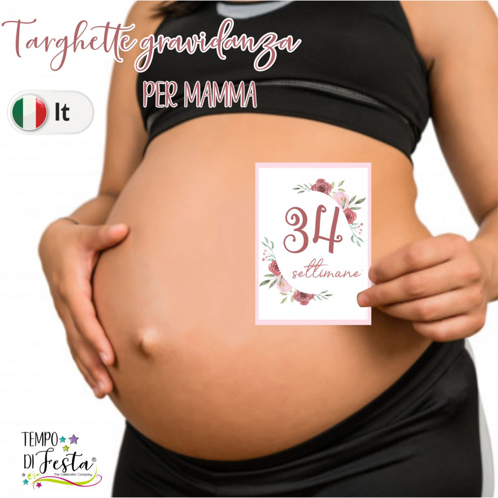 Milestone pregnancy cards flower themed in ITALIAN