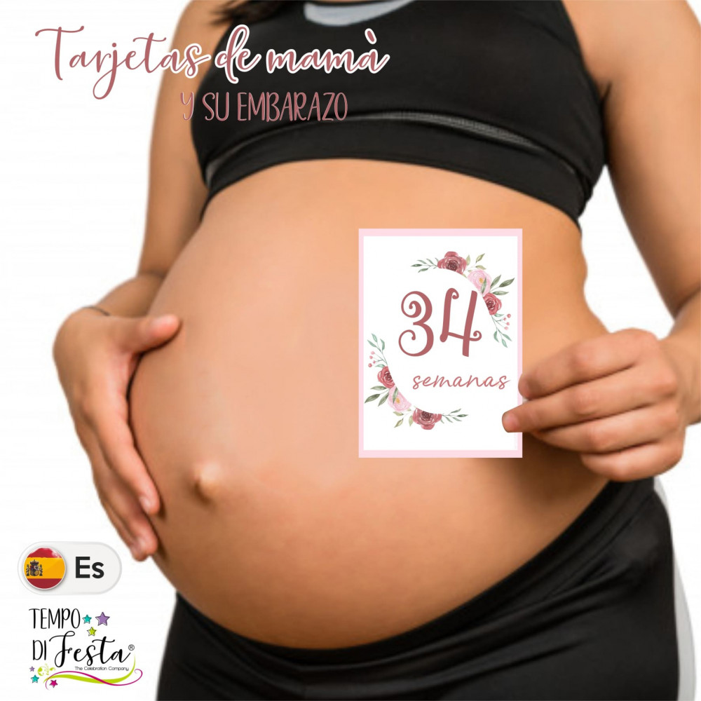 Milestone pregnancy cards flower themed in SPANISH