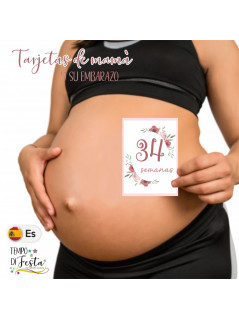 Milestone pregnancy cards flower themed in SPANISH