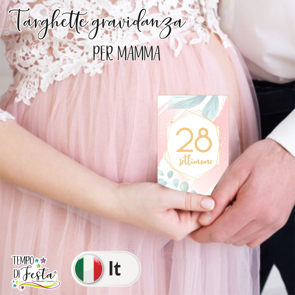 Milestone pregnancy cards Modern romantic themed in ITALIAN