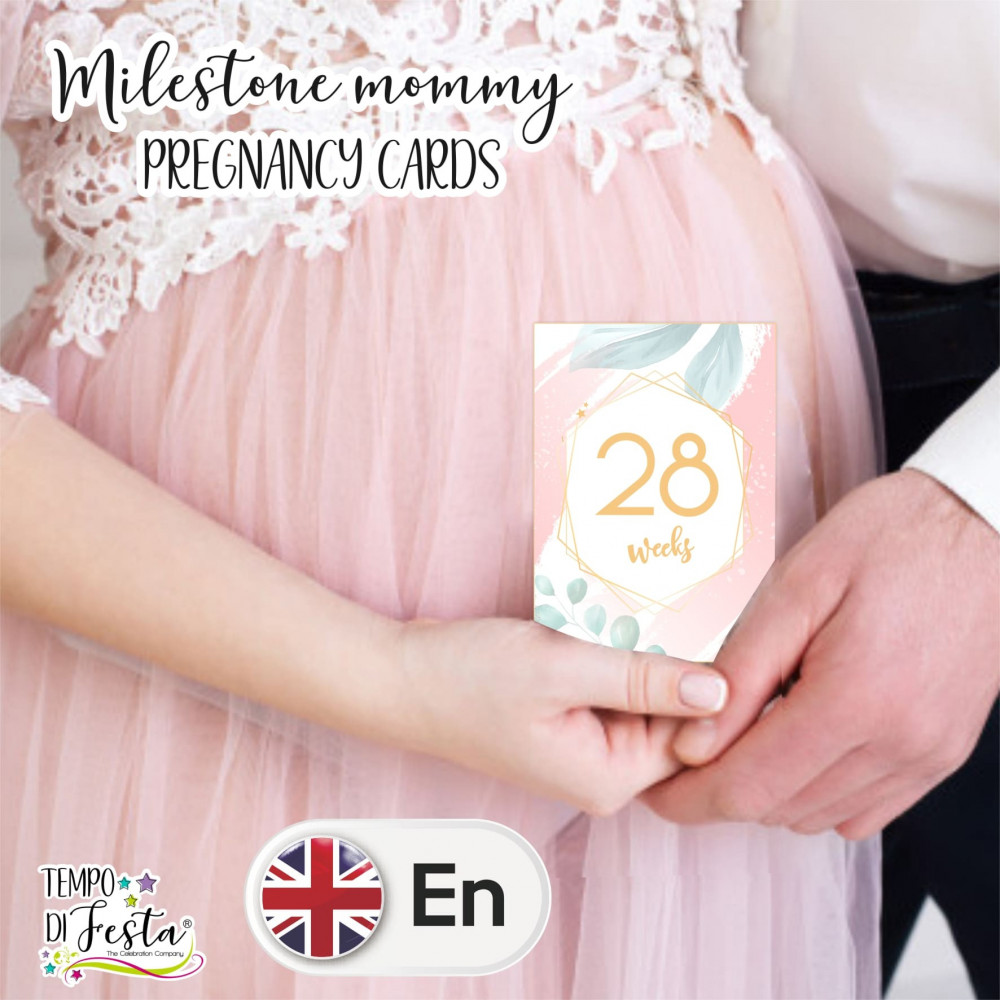 Milestone pregnancy cards Modern romantic themed in ENGLISH