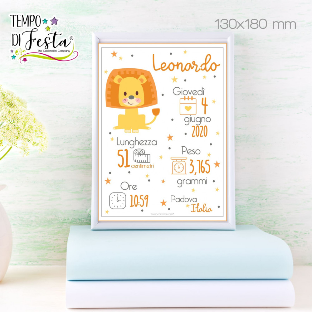 PERSONALISED LION BIRTH PRINT