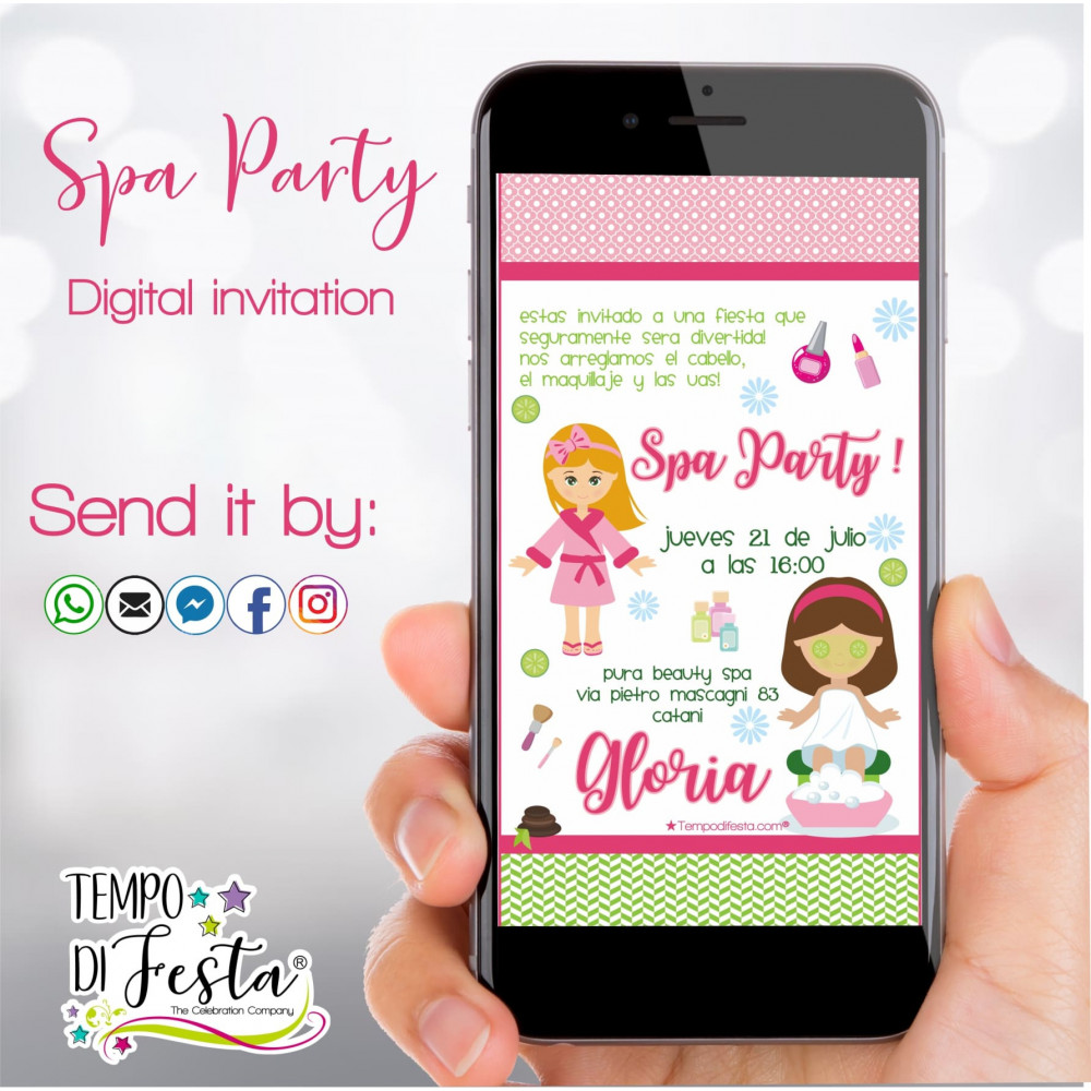 Invito digitale a tema Spa Party per WhatsApp Invito digitale a tema Spa Party per WhatsApp