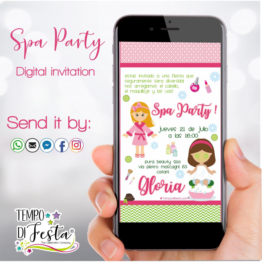 Invito digitale a tema Spa Party per WhatsApp