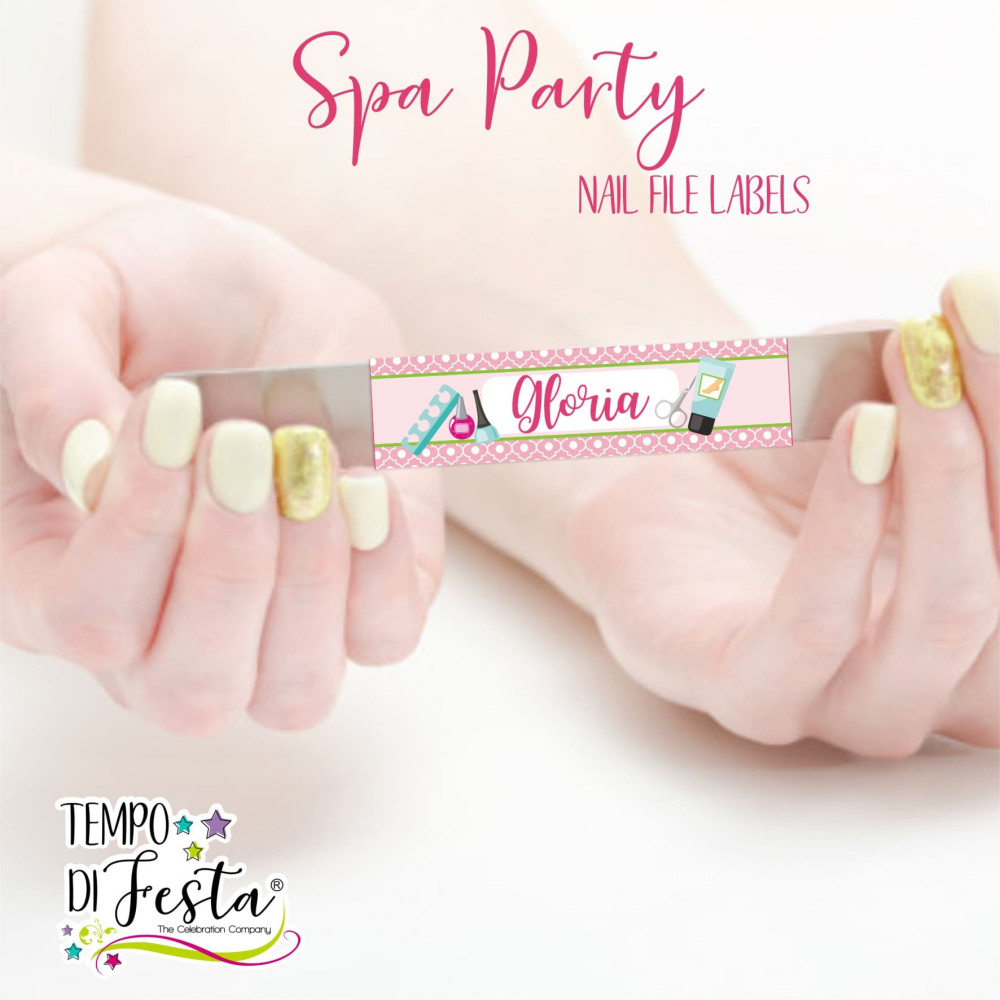 Nail file labels for a SPA party