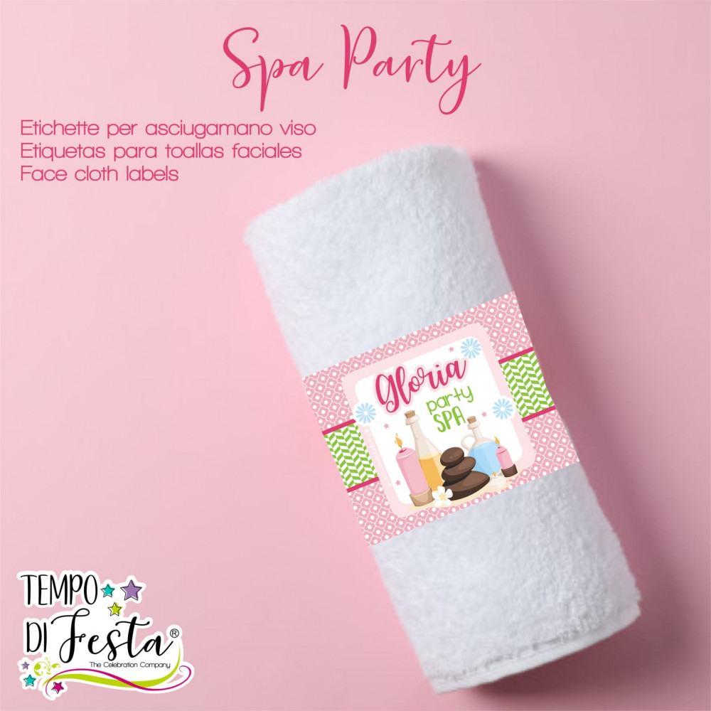 Etiqueta para toalla facial para fiesta SPA.