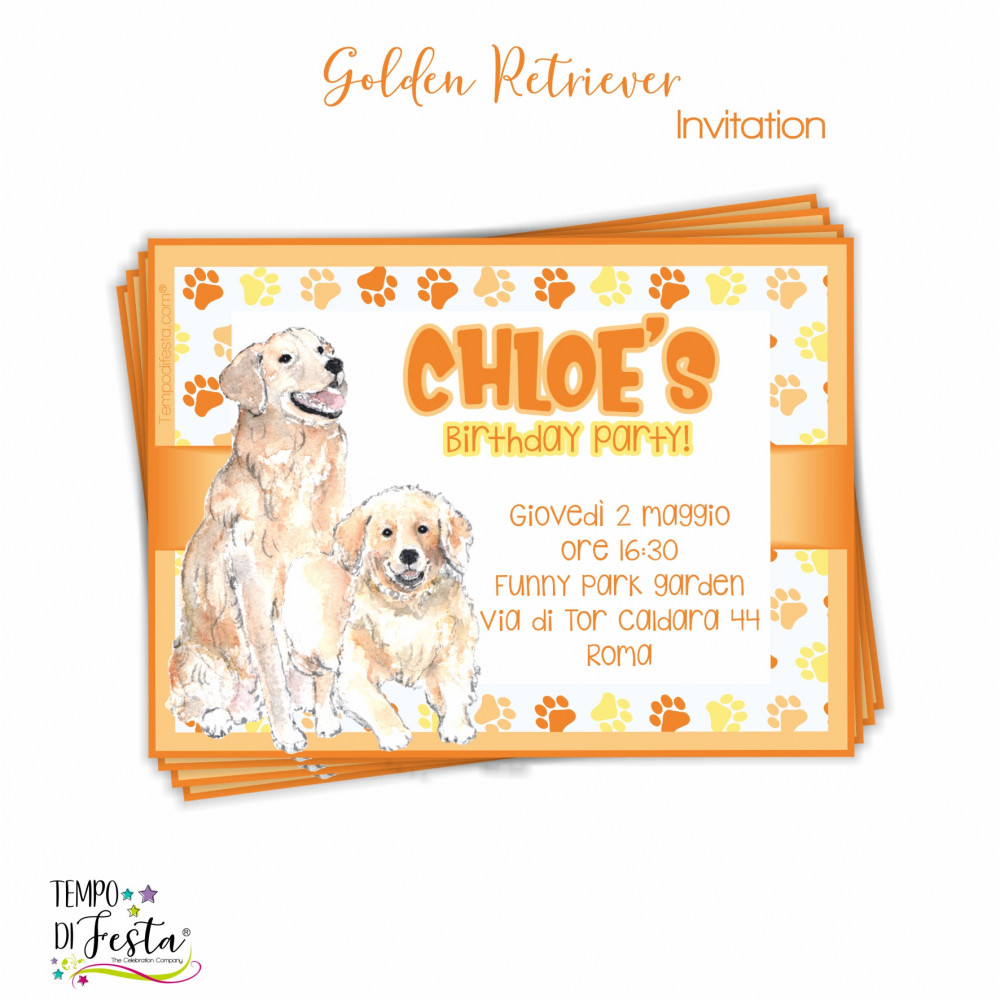 GOLDEN RETRIEVER INVITI DI COMPLEANNO GOLDEN RETRIEVER INVITI DI COMPLEANNO