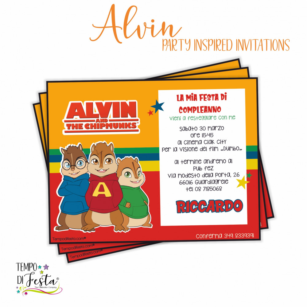 Invitaciones inspiradas en Alvin y las ardillas Invitaciones inspiradas en Alvin y las ardillas