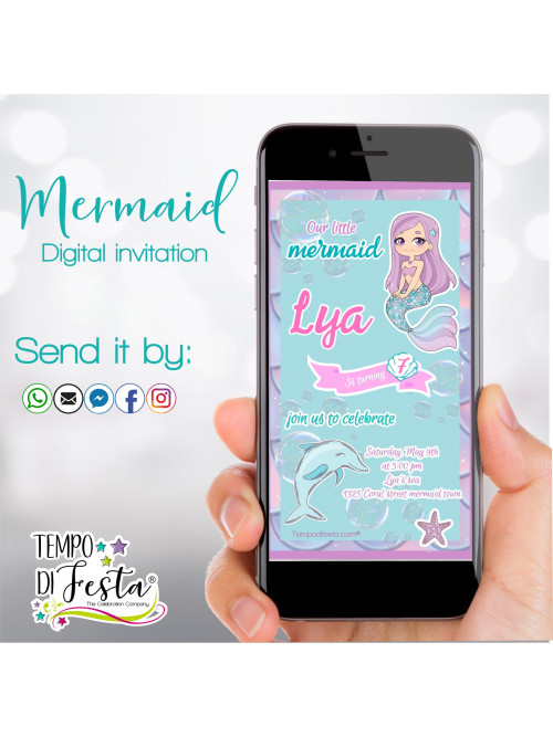 Little Mermaid Digital theme invitations WHATSAPP