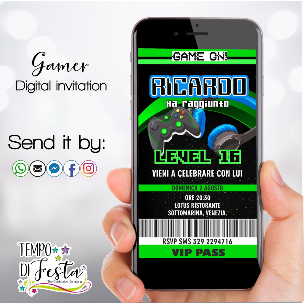 Inviti digitali a tema gamer WHATSAPP Inviti digitali a tema gamer WHATSAPP