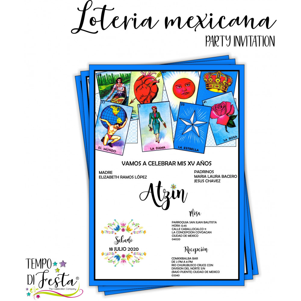 Lotería Mexicana themed invitations, Lotería Mexicana themed invitations,