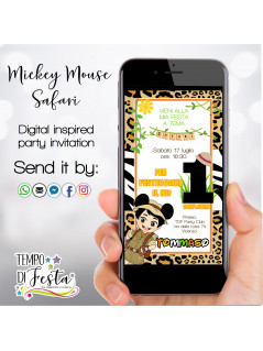 Inviti digitali Ispirazione Mickey Mouse Safari per WHATSAPP
