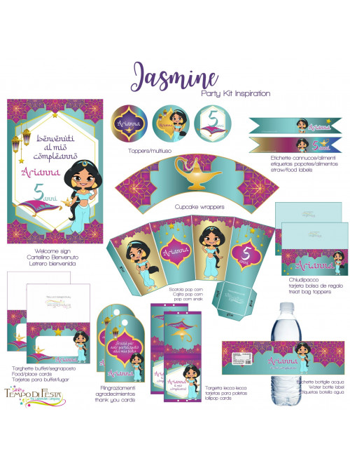 Kit de fiesta inspirado en la princesa Jasmine.