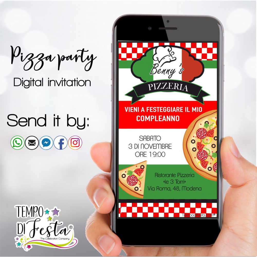 Pizza party themed digital...