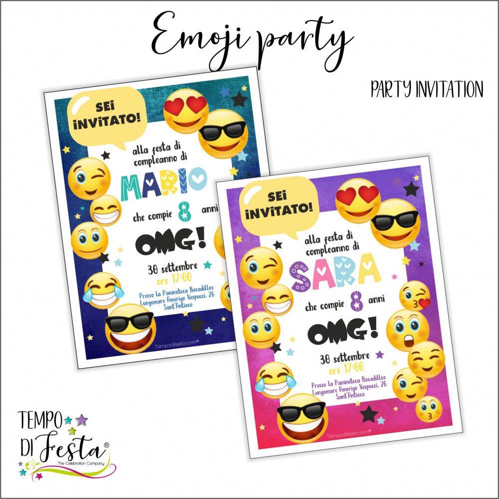 Emoji invitaciones para fiesta