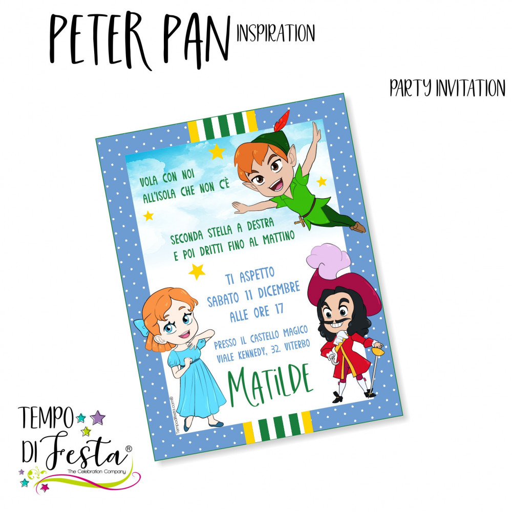 Peter Pan inspired invitation
