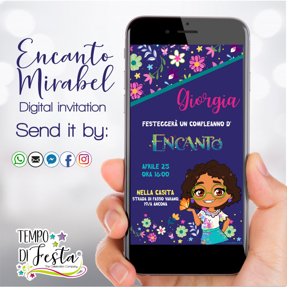 Encanto Mirabel Madrigal invitations for WhatsApp.